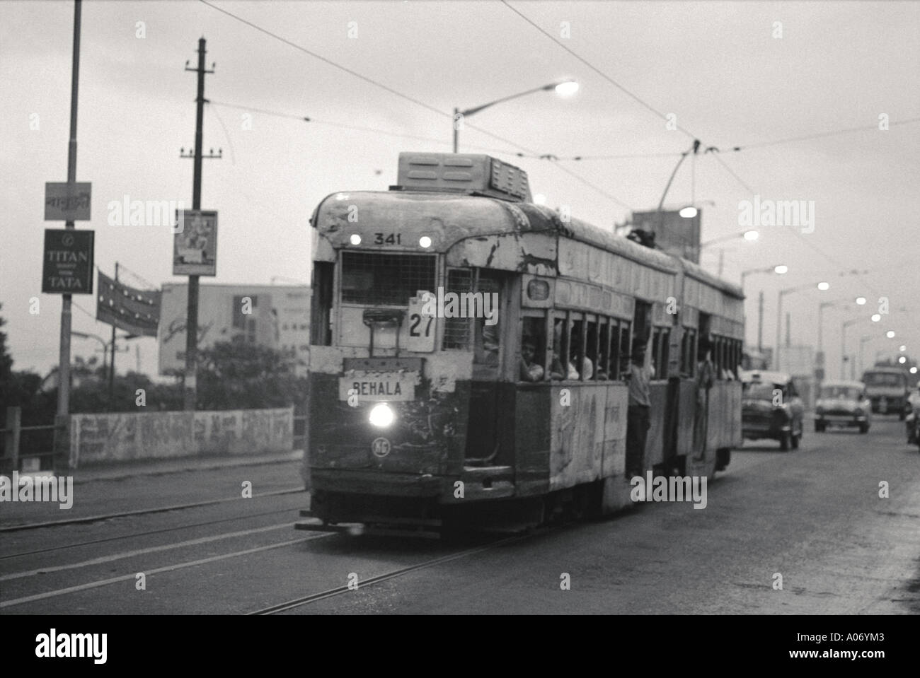 Tram elettrico a Calcutta Kolkata West Bengal India Foto Stock