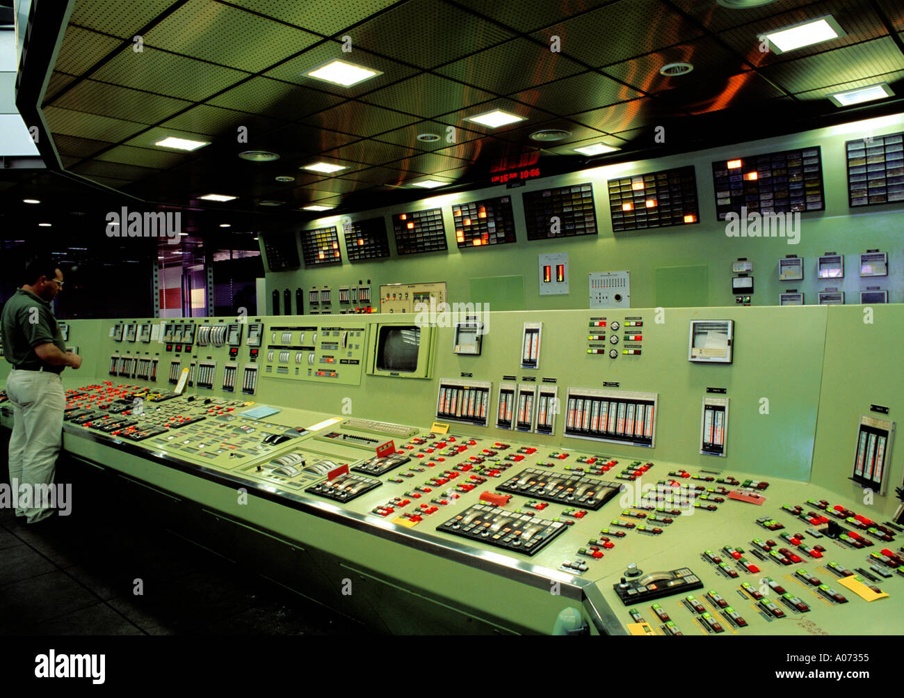 Pannelli di controllo Control Room Themoelectric Impianto di alimentazione Foto Stock