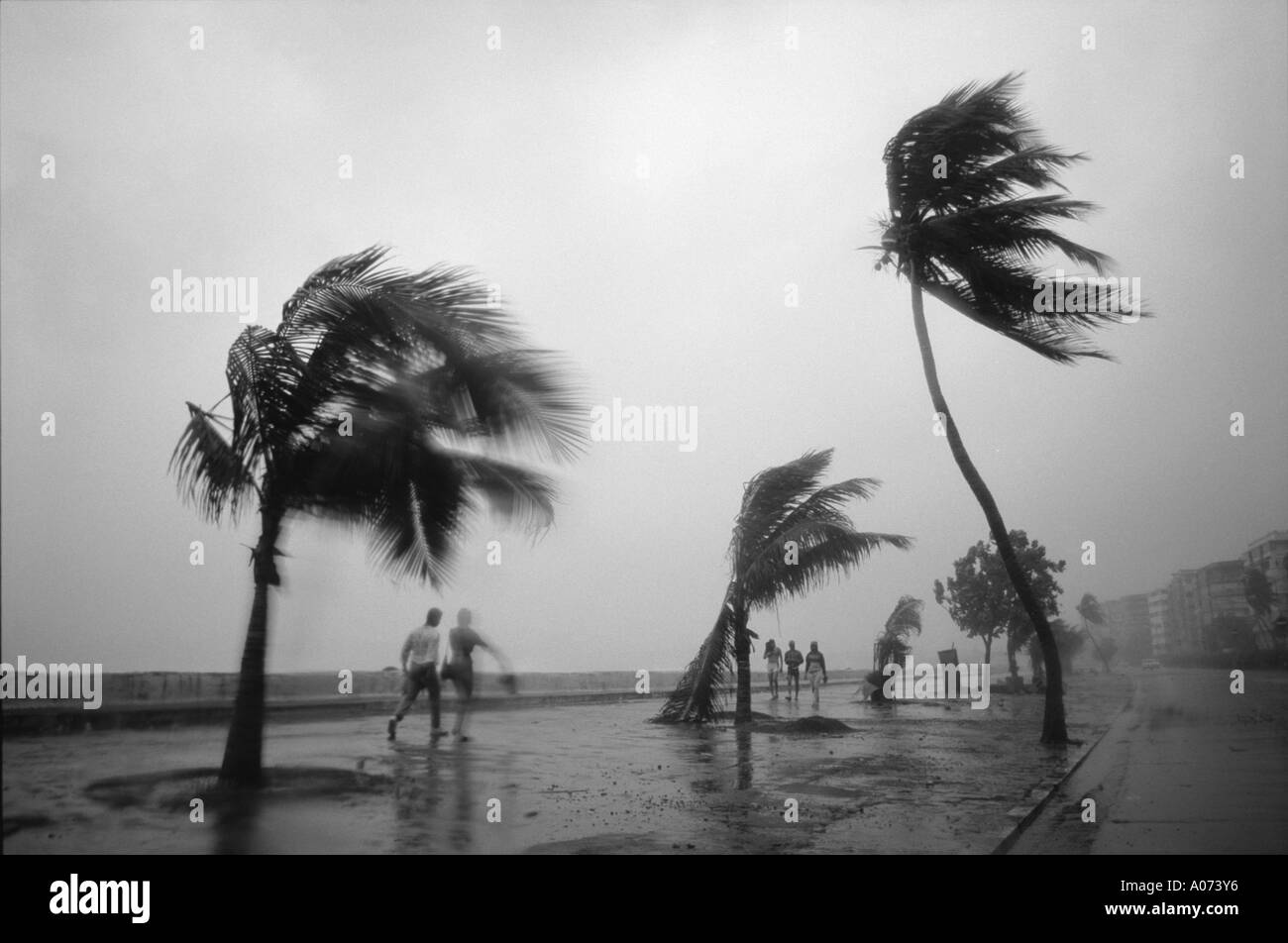 Monsoon il vento che soffia su Marine Drive Bombay Mumbai India Maharashtra Foto Stock