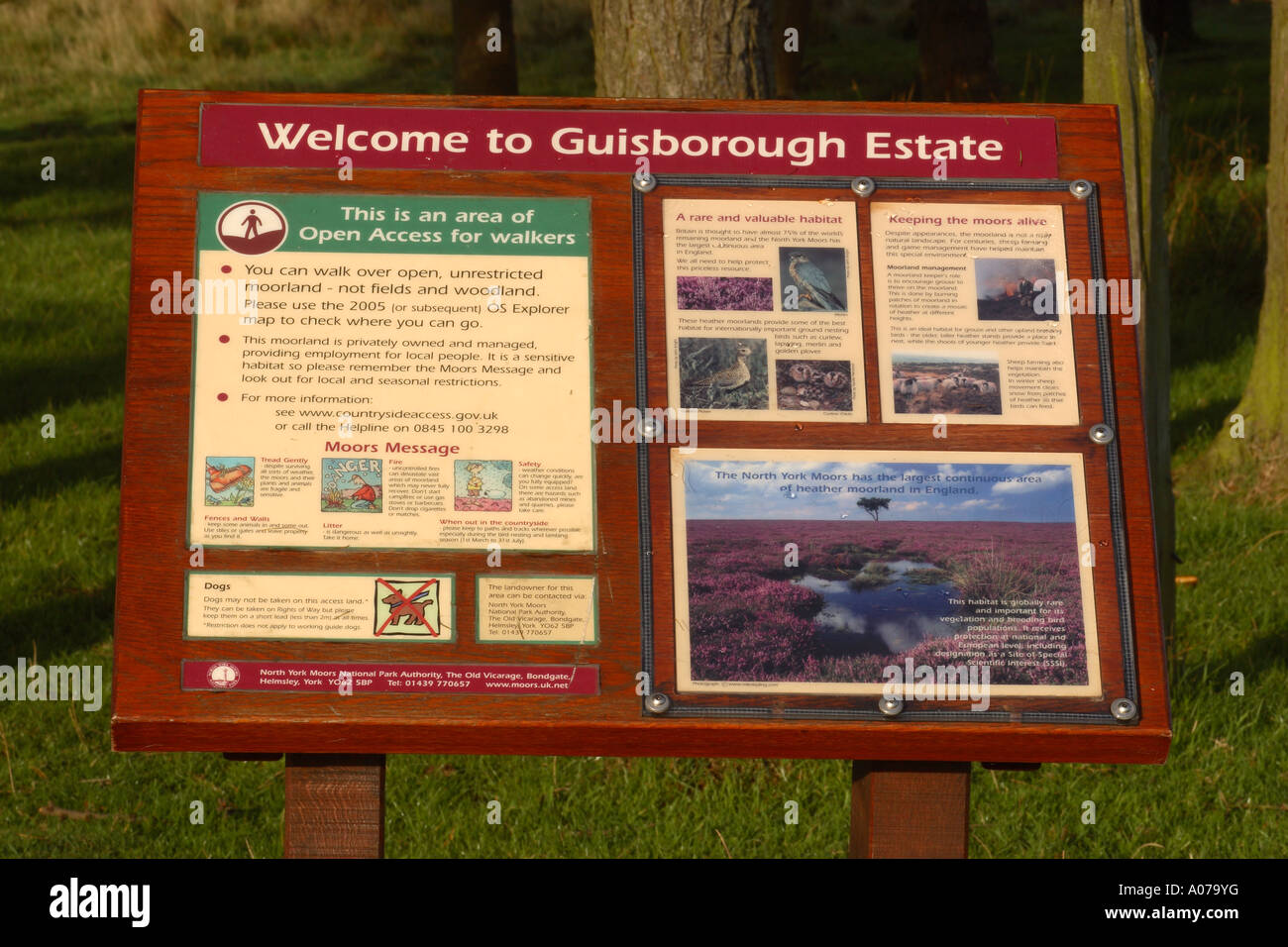 Guisborough Break open access informazioni registrazione informare ramblers di aree caratteristiche e limitazioni di accesso Foto Stock