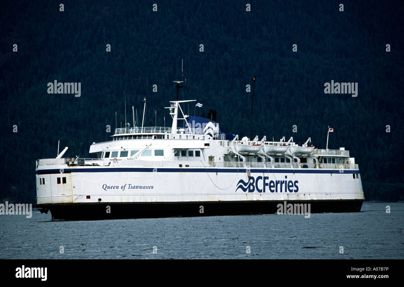 Il BC Ferries nave regina di Tswassen a Saltery Bay in British Columbia, Canada Foto Stock