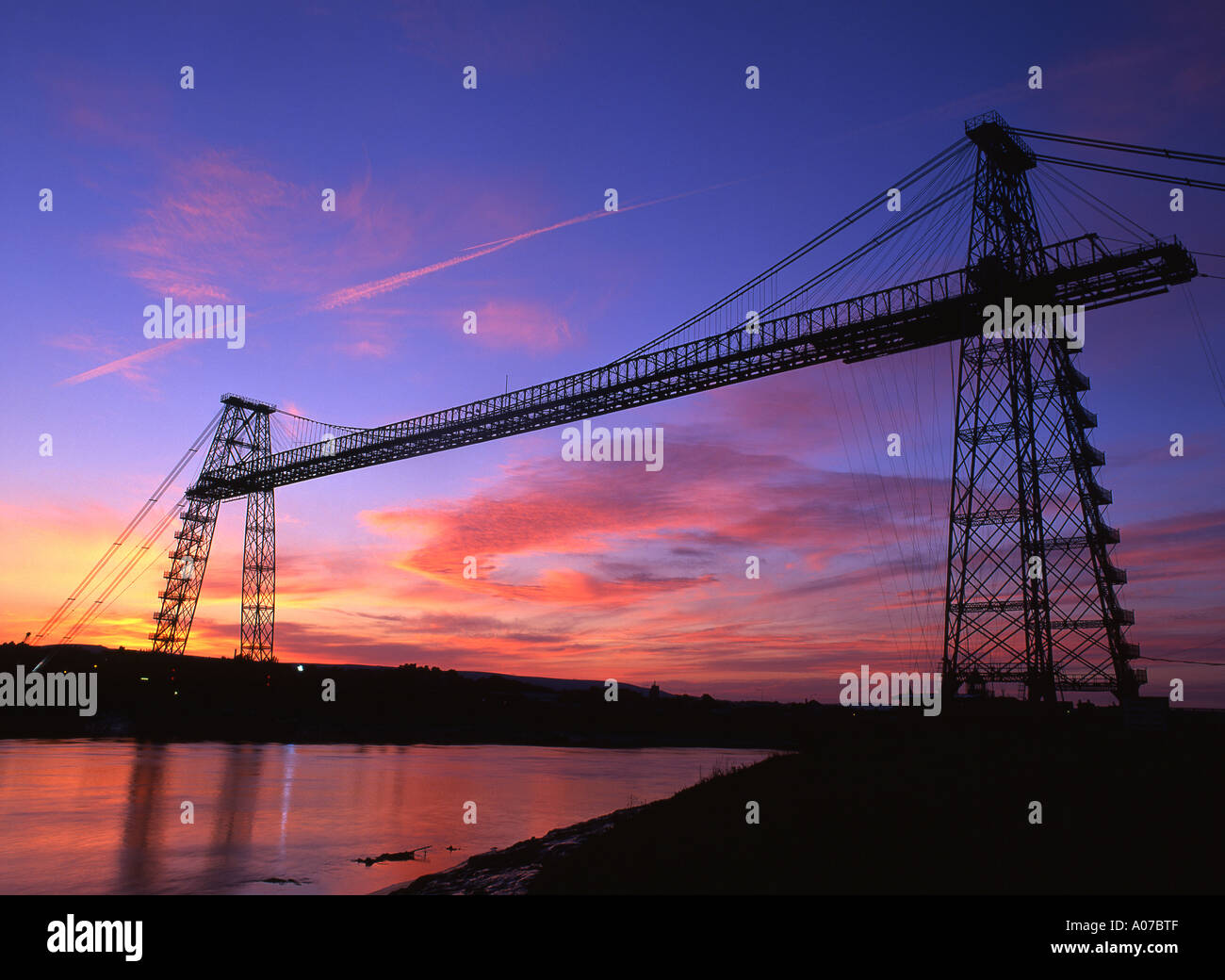 Newport Transporter Bridge al tramonto South Wales UK Foto Stock