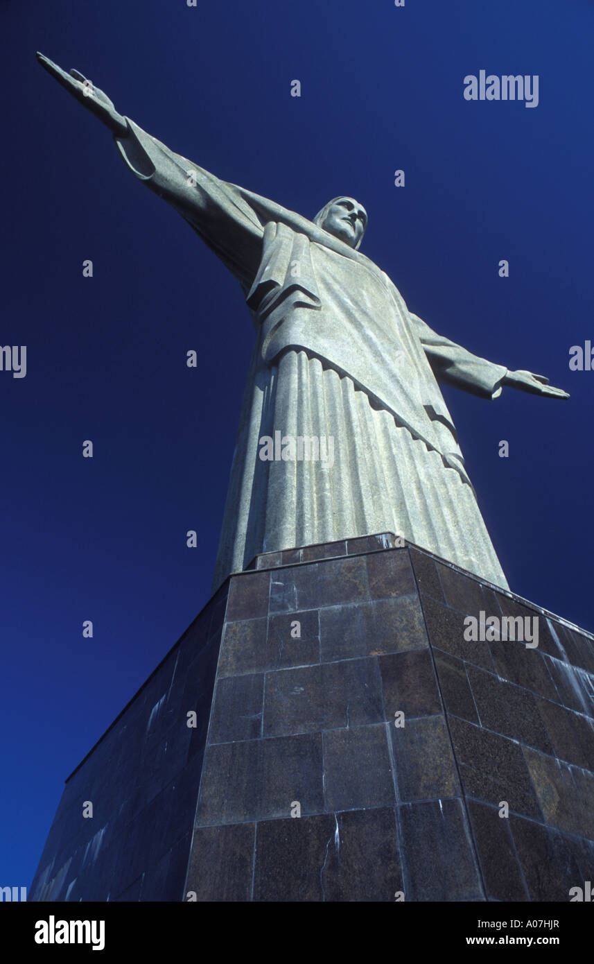 Cristo Redentore statua, Corcovado Rio de Janeiro landmark, Brasile. Foto Stock