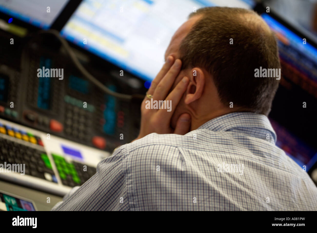 Ufficio commerciale finanziario in una banca internazionale Foto Stock