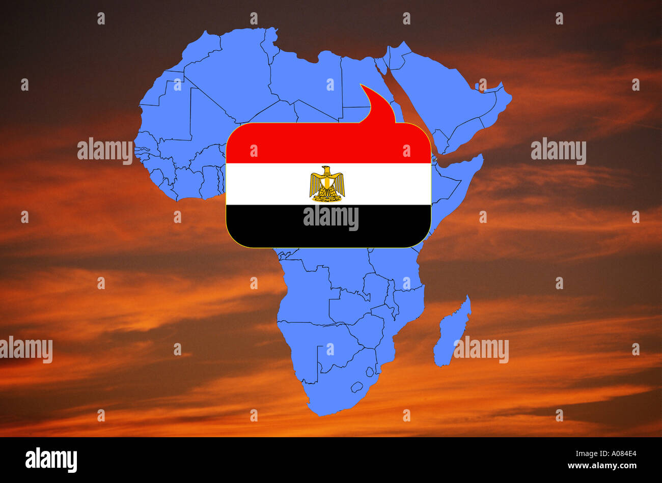 Africa Egitto mappa e flag Foto Stock