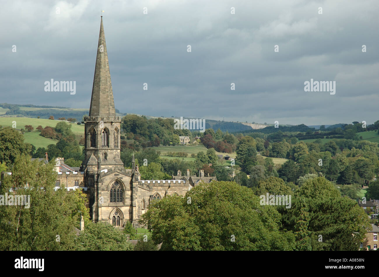 Tutti i santi della chiesa parrocchiale, Bakewell nel Parco Nazionale di Peak District, Derbyshire Foto Stock