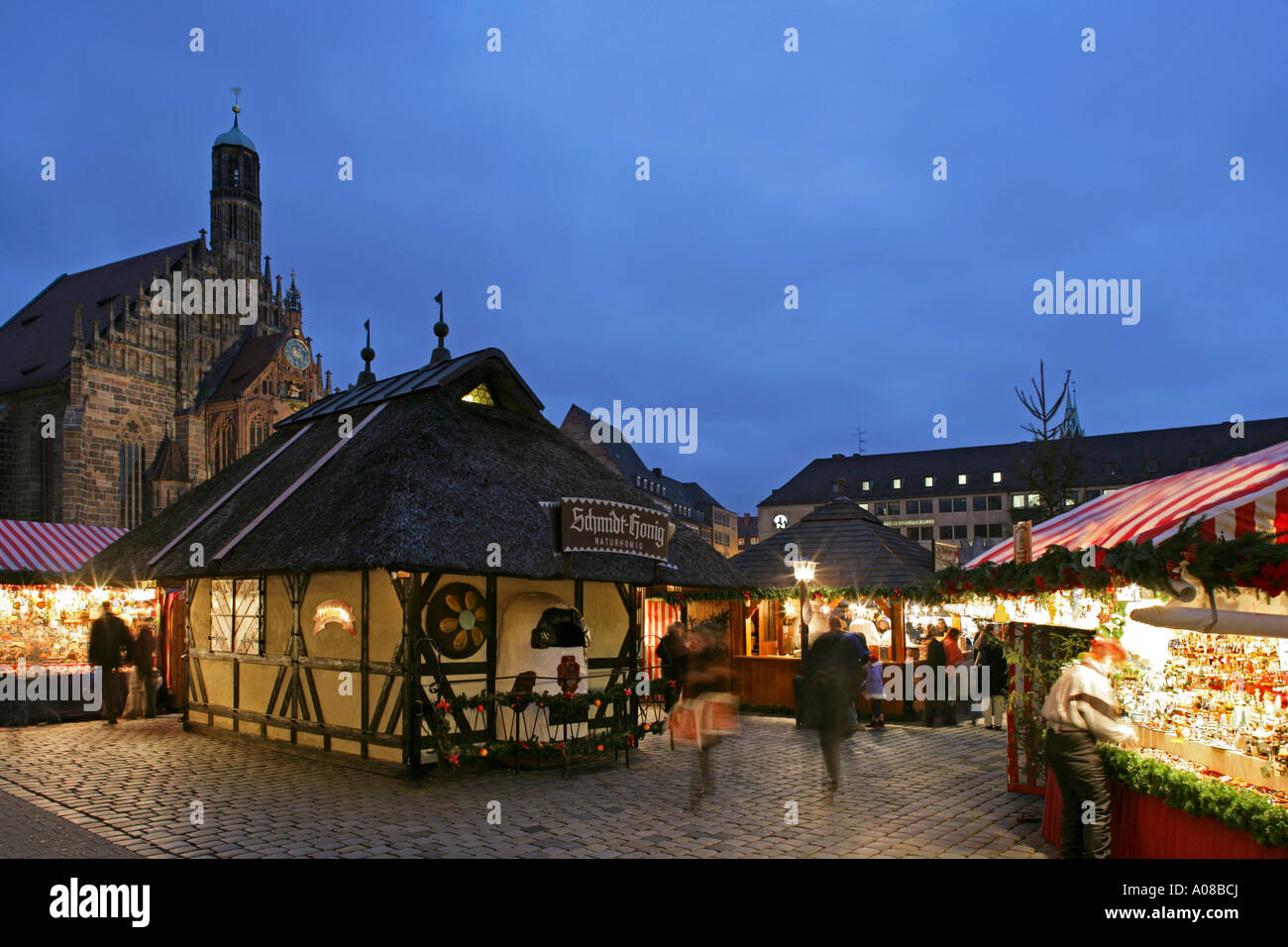 Christkindlesmarkt a Norimberga, Mercatino di Natale di Norimberga, Germania Foto Stock