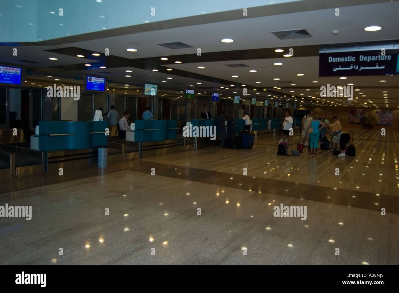 Il banco di check-in, Luxor international airport (LXR/HELX), Luxor, Egitto. Foto Stock