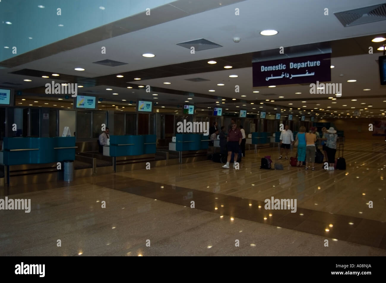 Il banco di check-in, Luxor international airport (LXR/HELX), Luxor, Egitto. Foto Stock