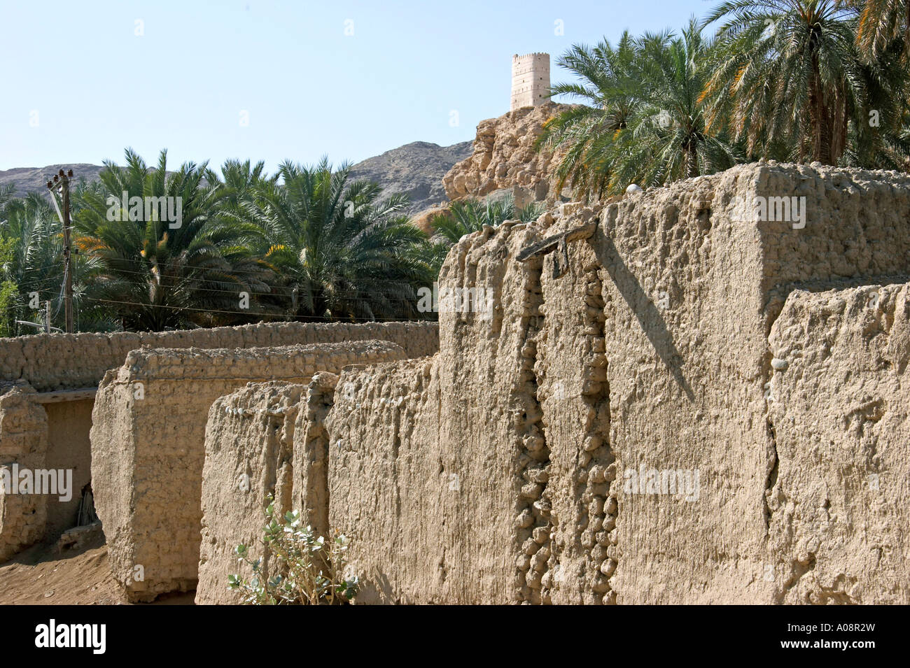 Oman alte Lehmhaeuser in Fanja, casa disabitata Foto Stock