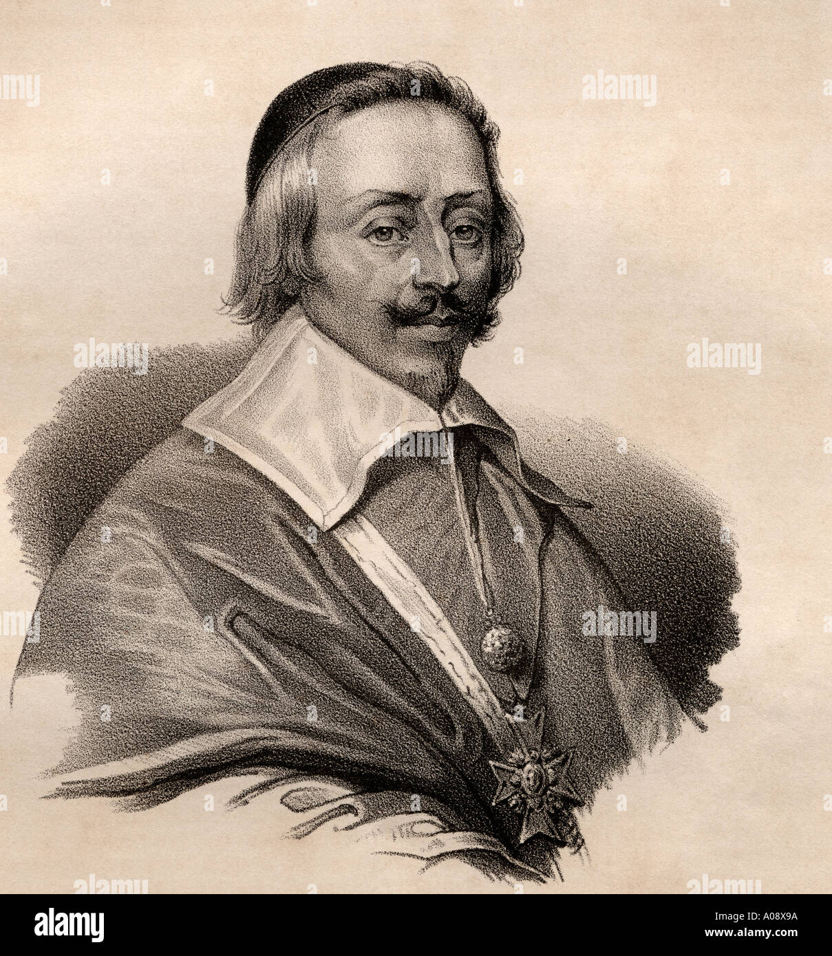 Il Cardinale Armand Jean du Plessis, primo duca di Richelieu e Fronsac, aka Red Eminenza, 1585 - 1642. Assistere francese, il nobile e più. Foto Stock