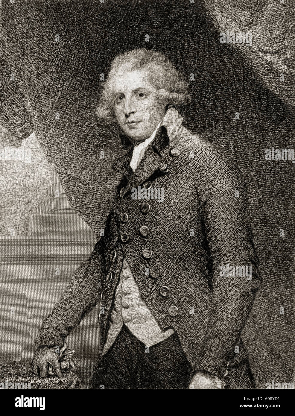 Richard Brinsley Butler Sheridan, 1751 - 1816. Irish satiro, Drammaturgo, poeta e proprietario del London Theatre Royal. Foto Stock