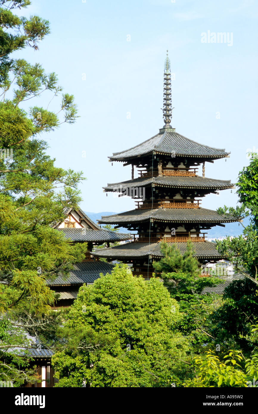 Giappone Nara di Tempio di Horyu-ji Foto Stock