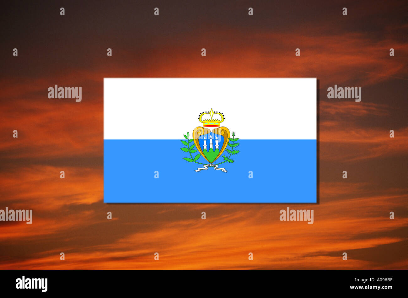 Bandiera della Repubblica di San Marino Italia Foto Stock