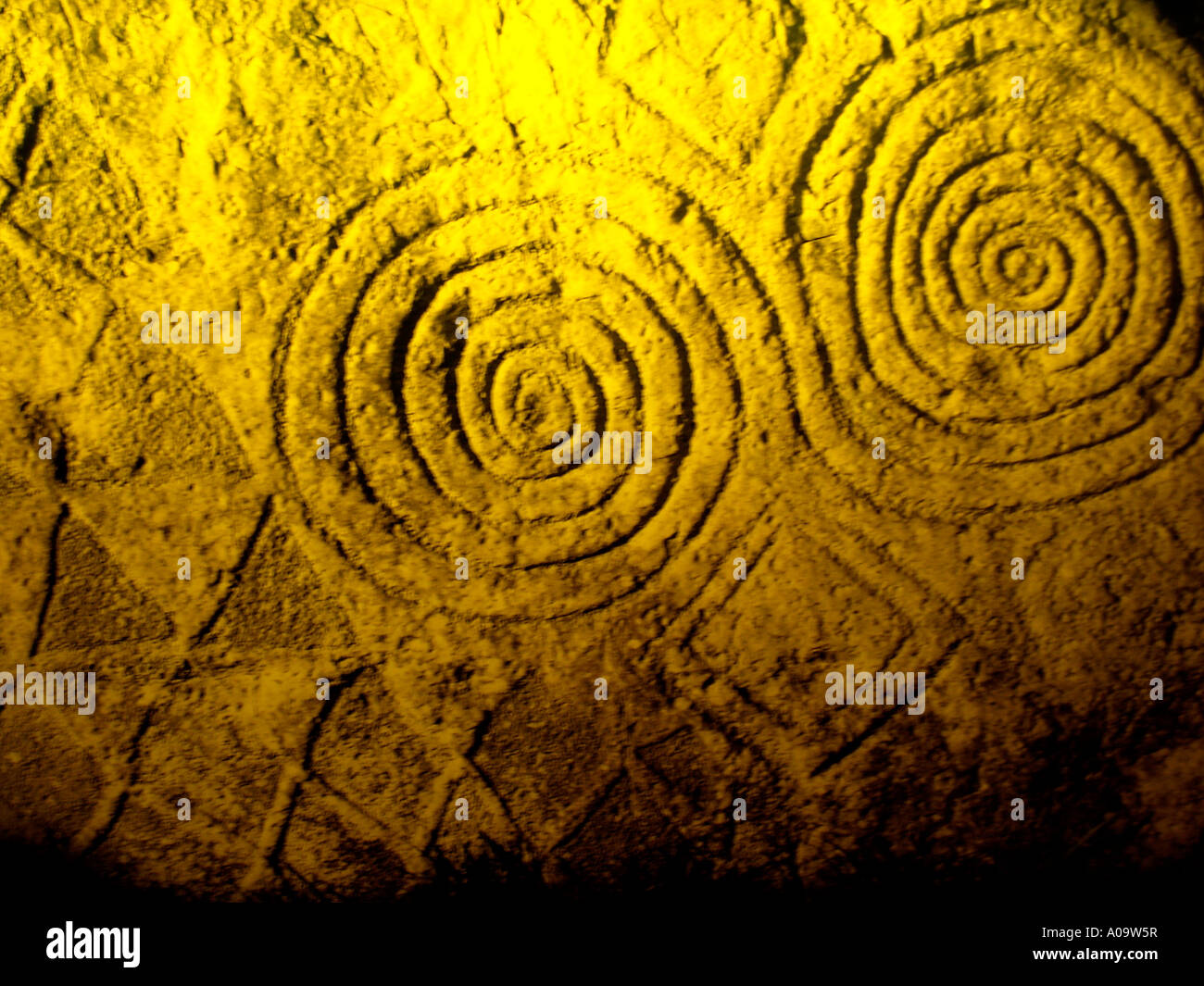 La grafica del neolitico nella contea di Meath Newgrange in Irlanda Foto Stock