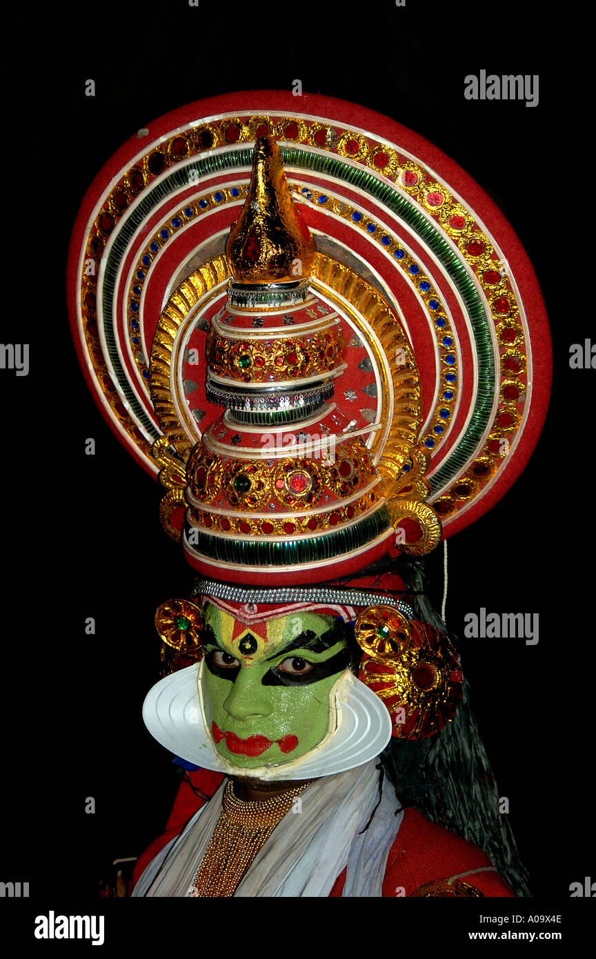 Kathakali ballerino e performer Kerala India del Sud Foto Stock