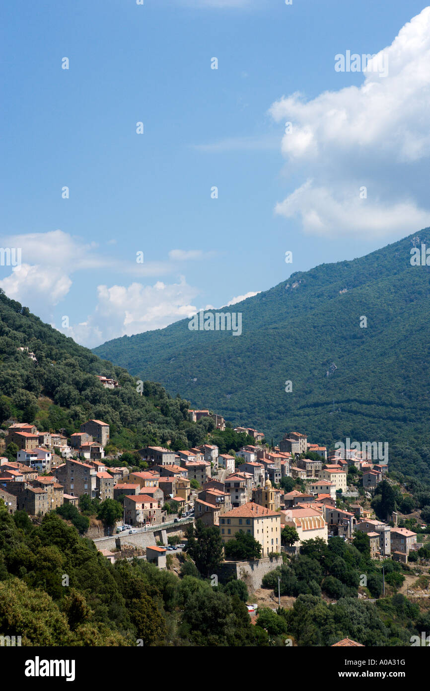 La città di montagna di Olmeto, vicino a Propriano, Golfo del Valinco, Alta Rocca regione Corsica. Francia Foto Stock