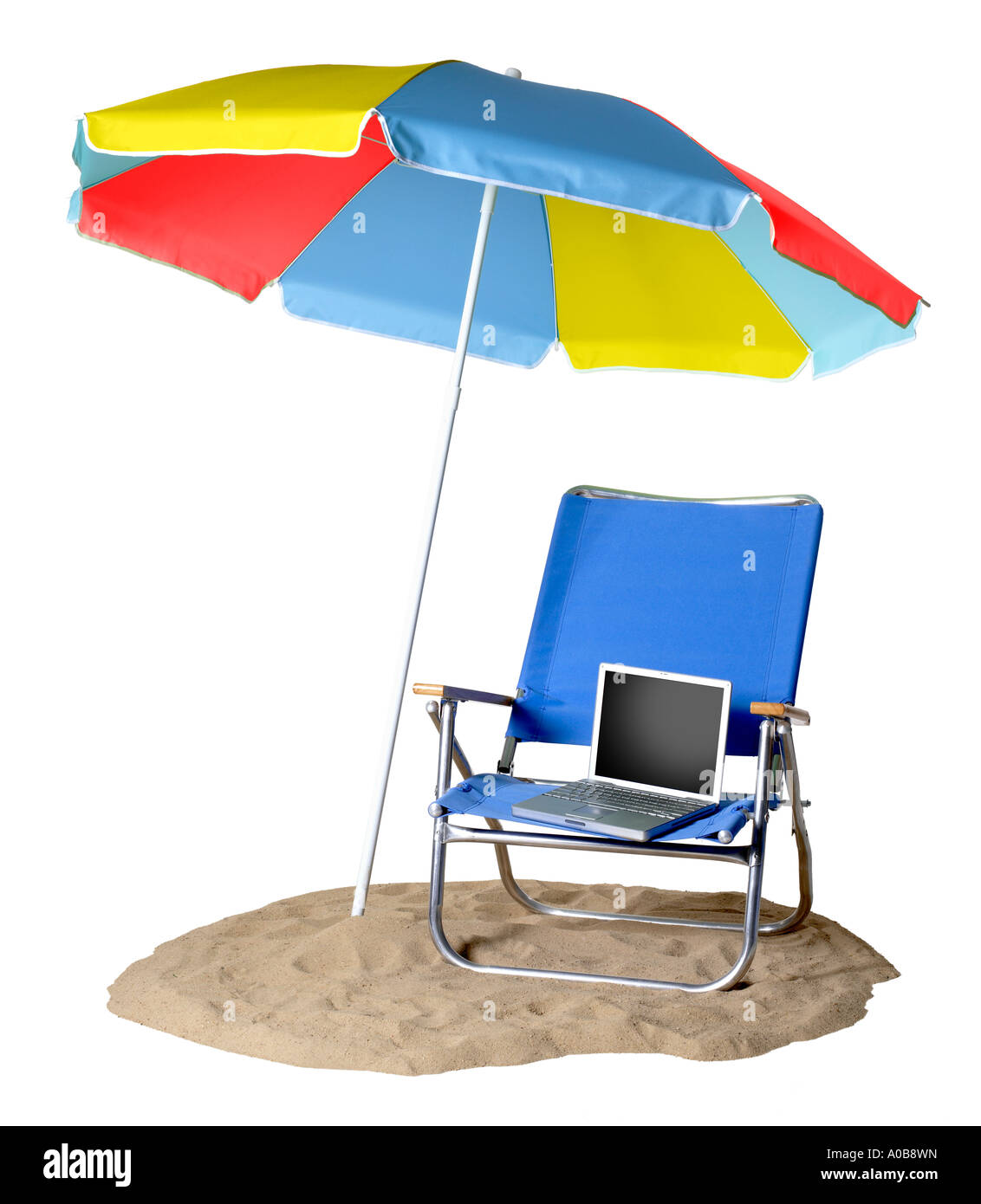 Sedia spiaggia 1 ombrellone Foto Stock