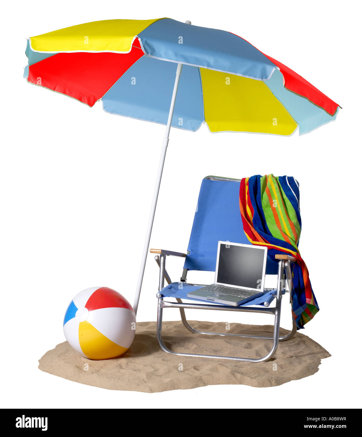 Sedia spiaggia 1 ombrellone Foto Stock