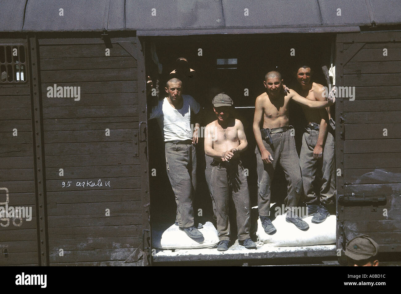 Soldati turchi in un treno. Foto Stock