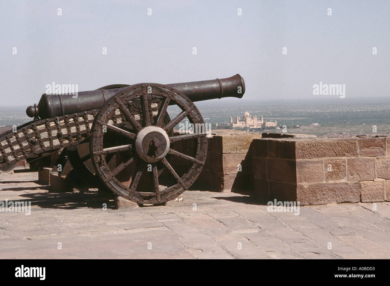 Il cannone, Meherangarh fortezza. Jodhpur, Rajasthan, India. Foto Stock