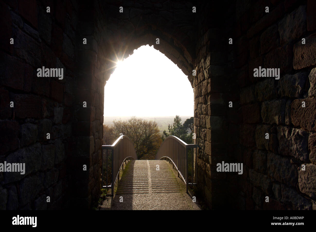 Ingresso al castello di Beeston nel Cheshire England Regno Unito Foto Stock