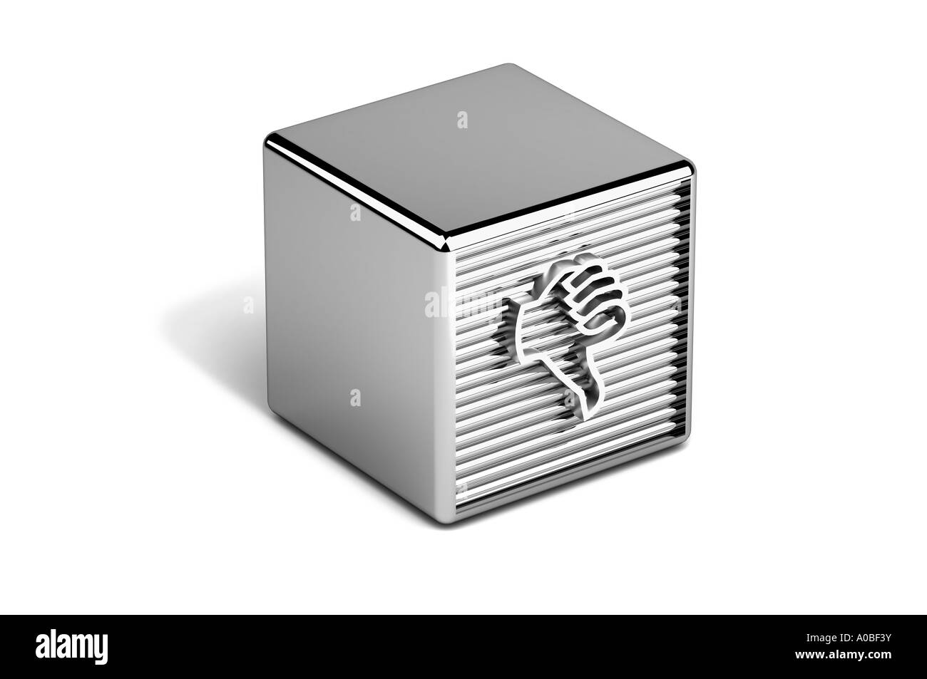 Pollice in giù segno sul giocattolo di blocco Foto Stock