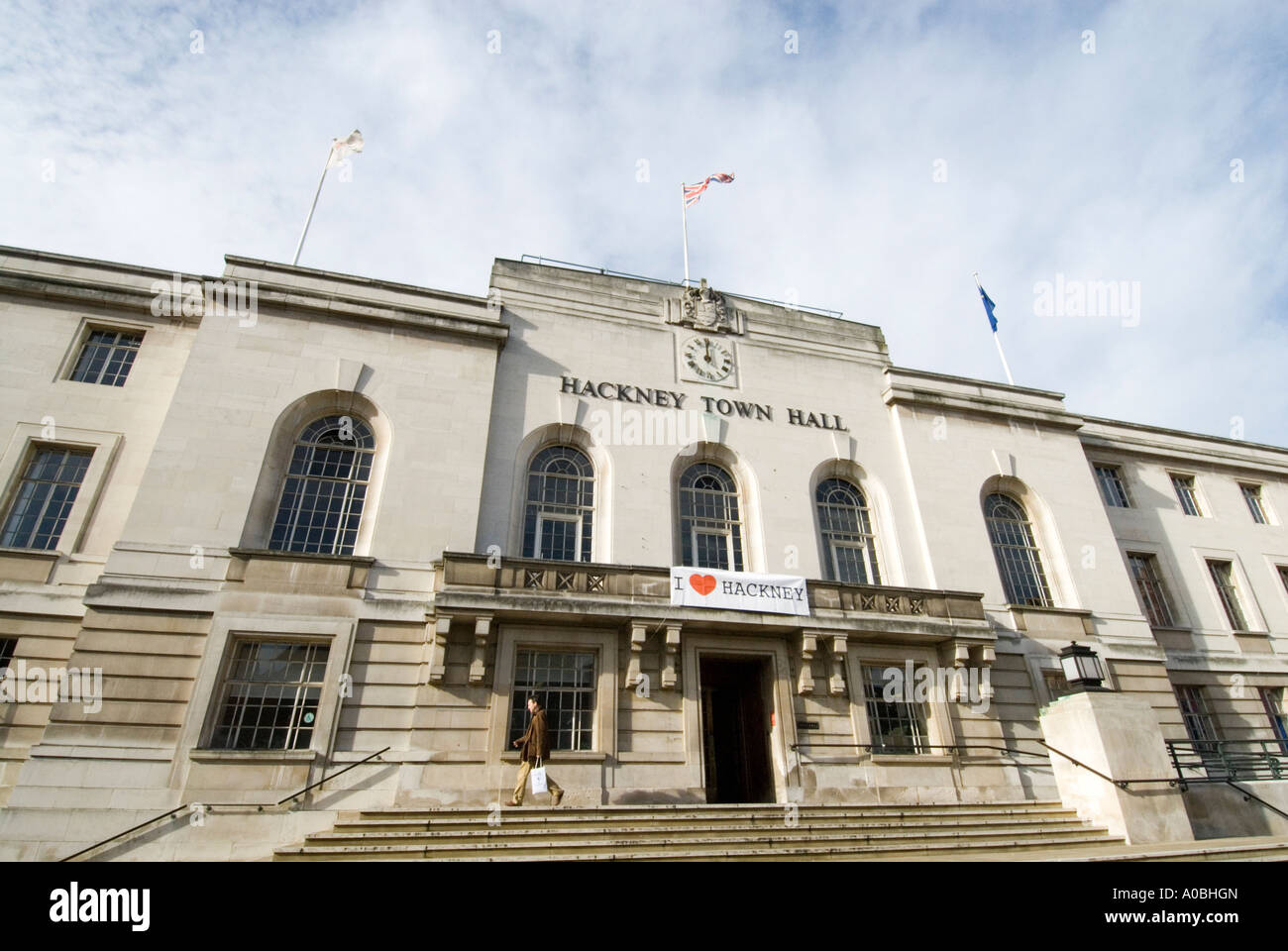 Hackney Town Hall di Londra, Regno Unito Foto Stock