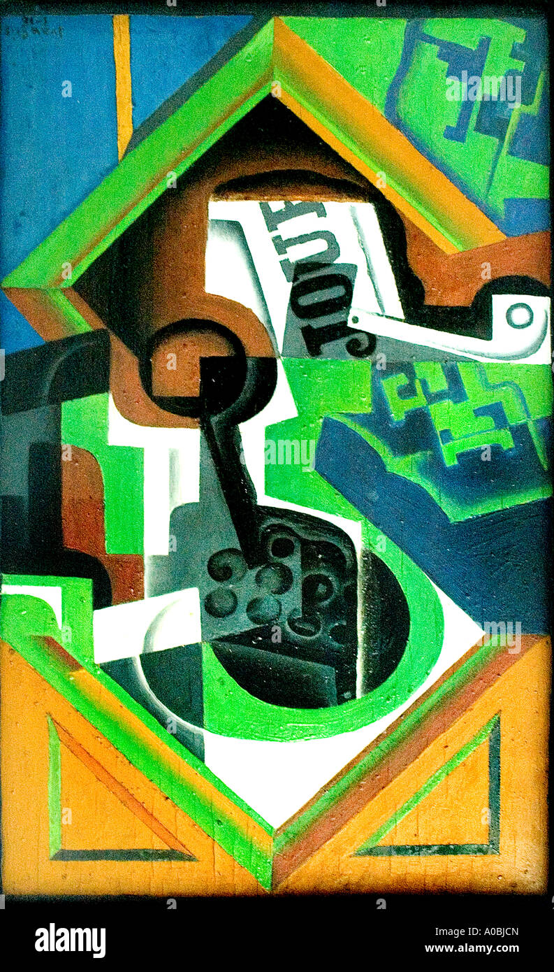 Juan Gris tubo e piatto di frutta con uve 1918 Foto Stock