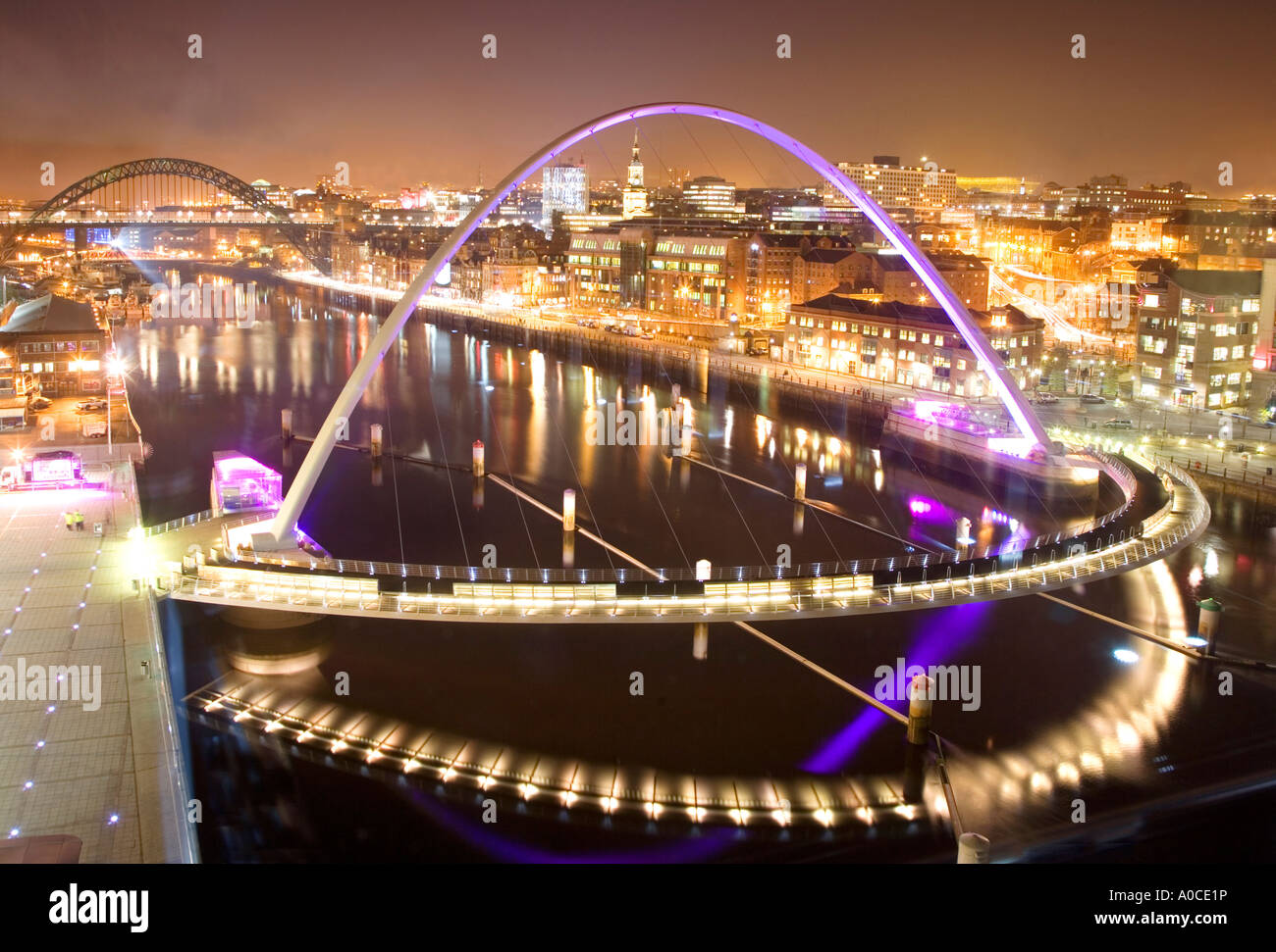 Newcastle Gateshead visto dal Mar Baltico Centro per l arte della piattaforma di visualizzazione. Regno Unito Foto Stock