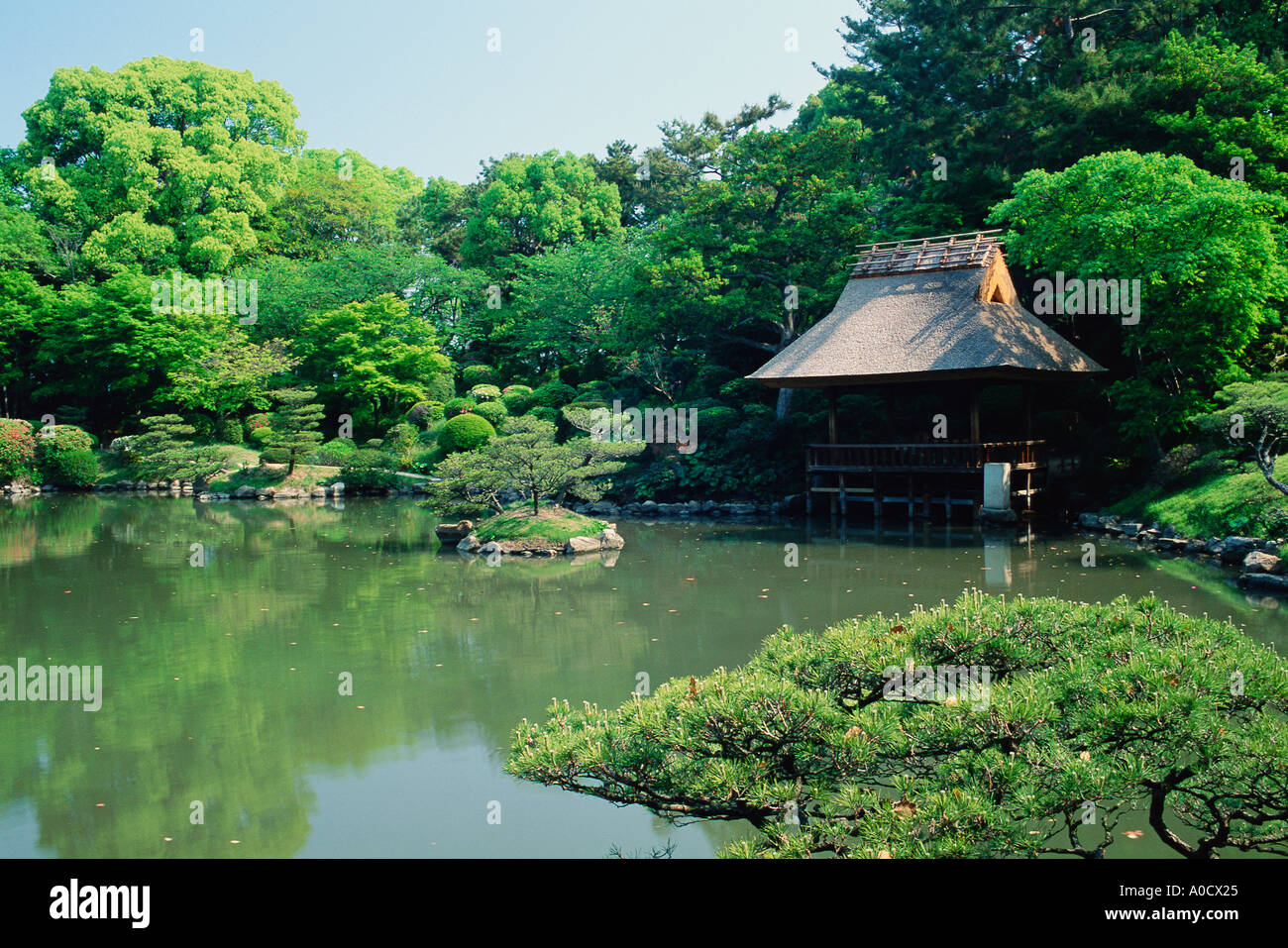Shukkei-en giardino un diciassettesimo secolo giardino in Hiroshima, Giappone Foto Stock