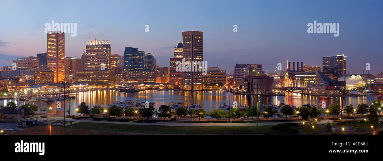 Panorama del Porto Interno. Baltimore, Maryland, Stati Uniti d'America. Foto Stock