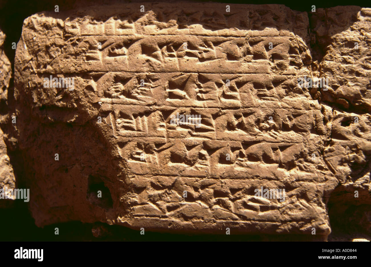 Iran il cuneiforme sulla ziggurat di tchoga zambil vicino shush sua Foto Stock