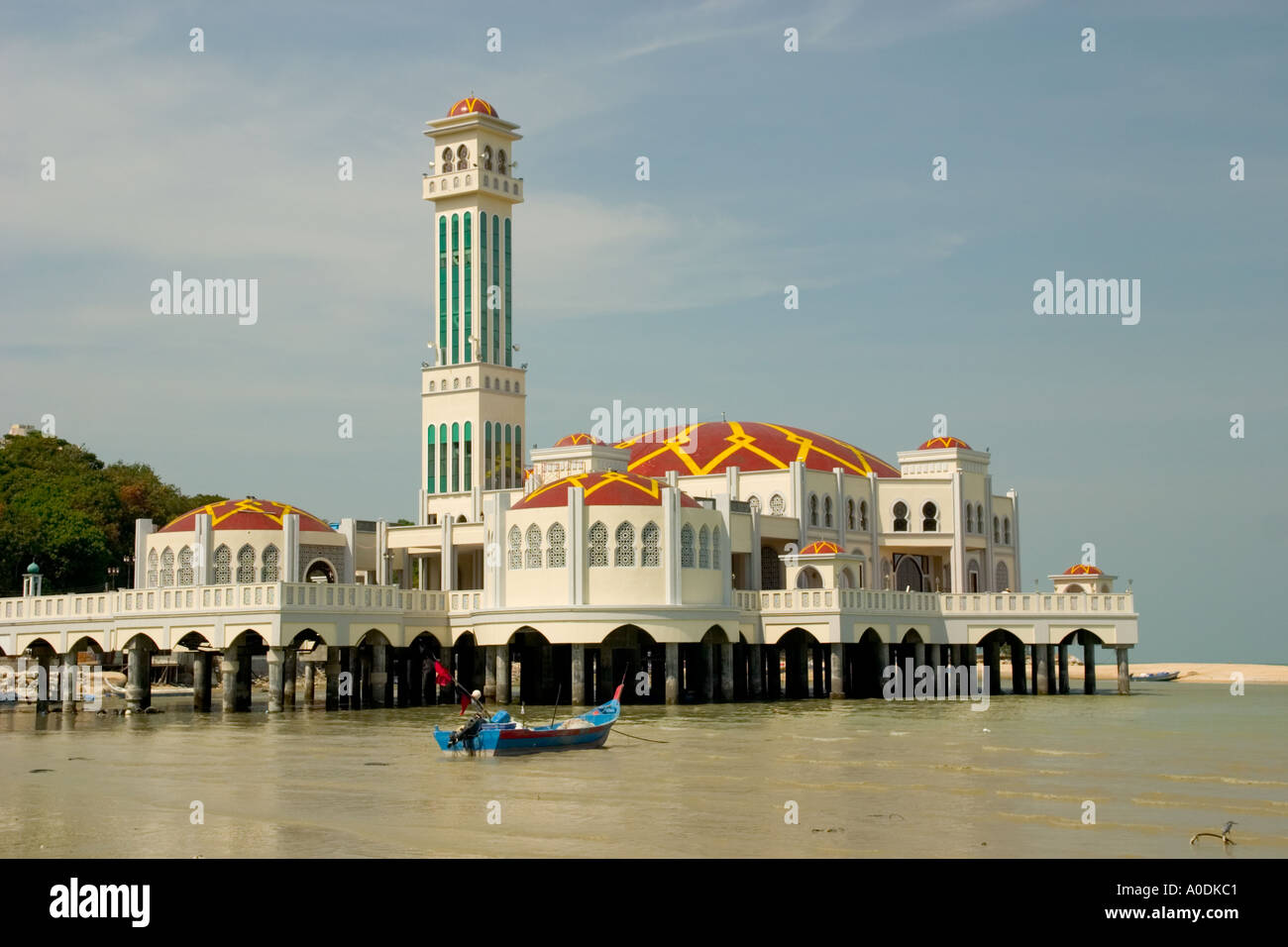 La moschea di galleggianti a Tanjung Bungah Penang Foto Stock