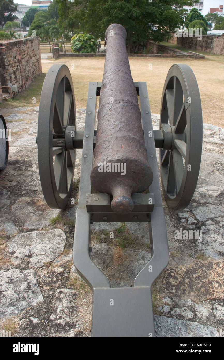 Il cannone in Forte Cornwallis Penang Foto Stock