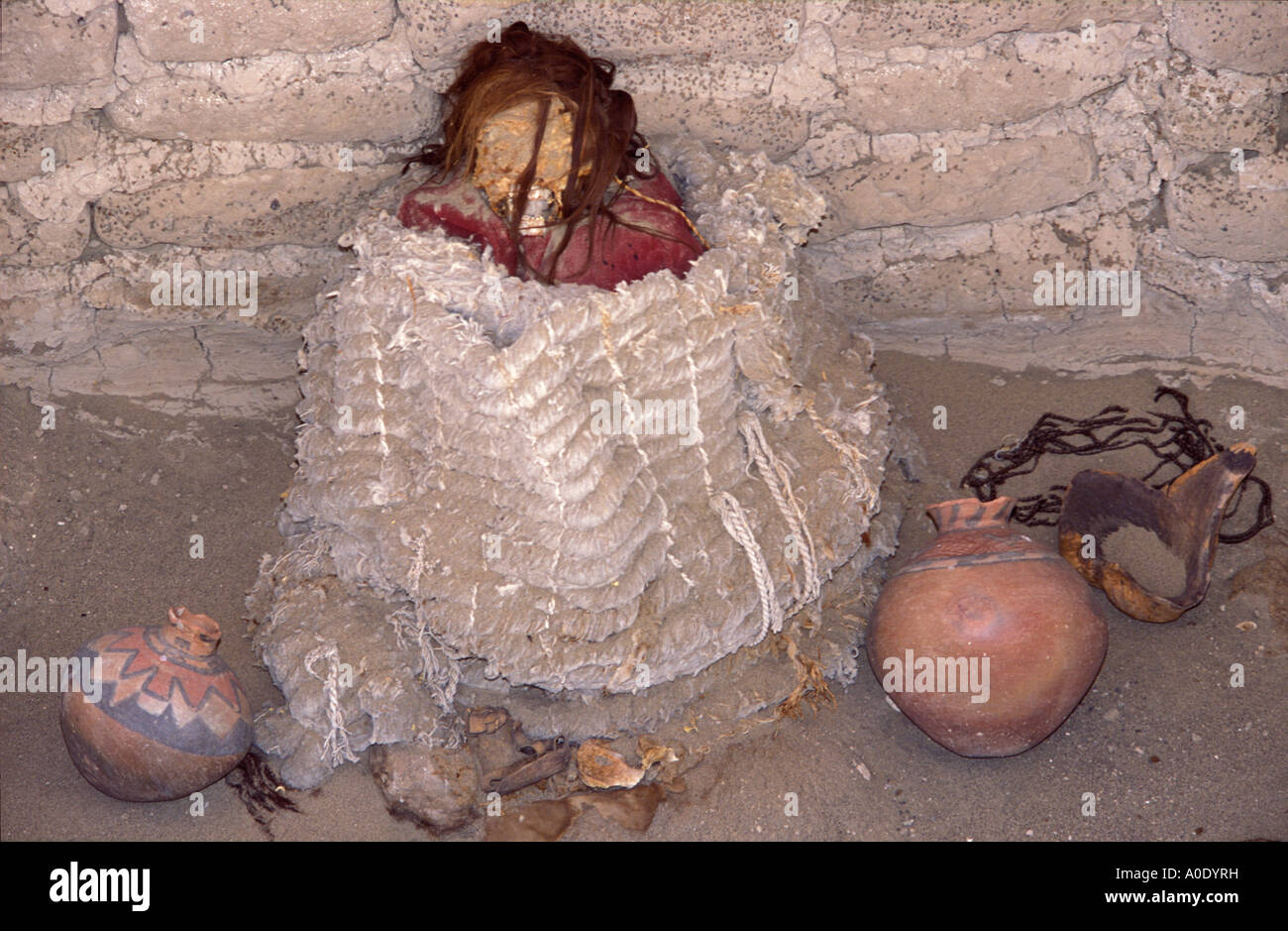 Mummia cimitero di Chauchilla Perù Foto Stock