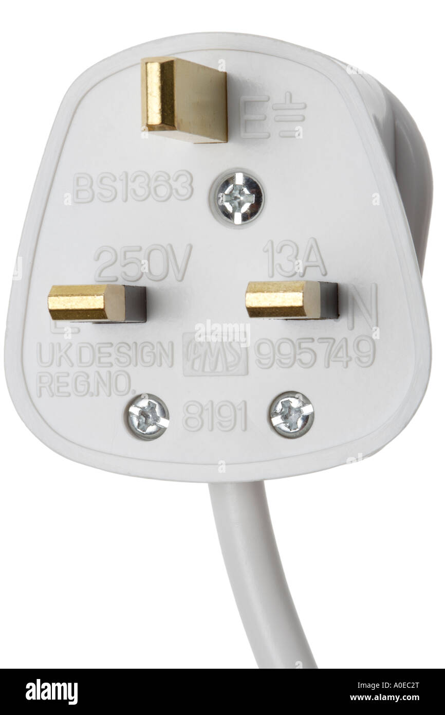 British spina elettrica 13 Amp vivere neutro e messa a terra Foto Stock