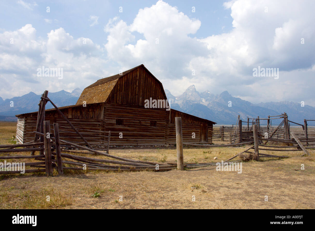 Grand Teton National Park Wyoming negli Stati Uniti. Moulton Barn parte della fila di Mormoni. Foto Stock