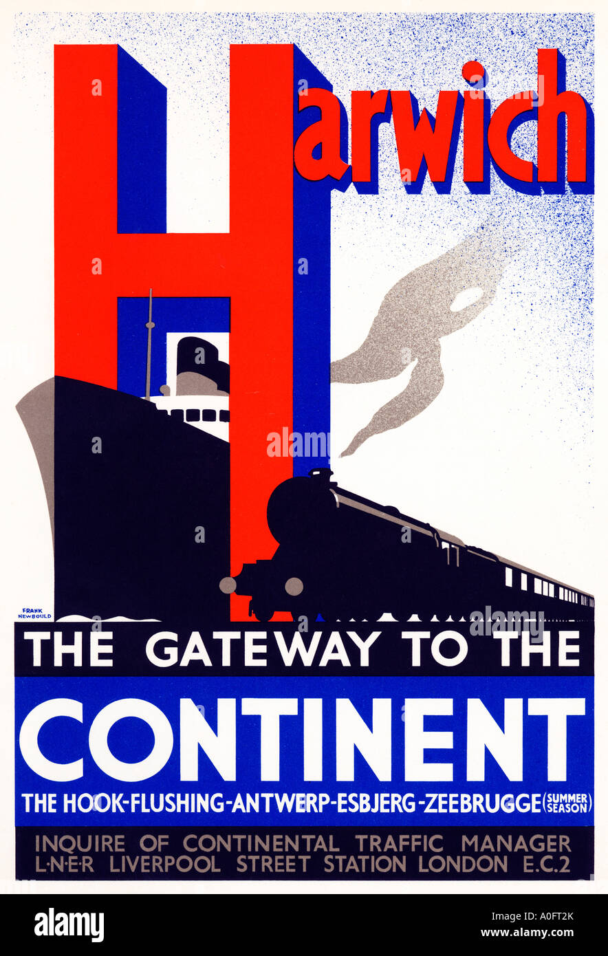 Harwich Gateway per il continente 1935 LNER railway poster per la rampa e il servizio di traghetto per i Paesi Bassi Foto Stock