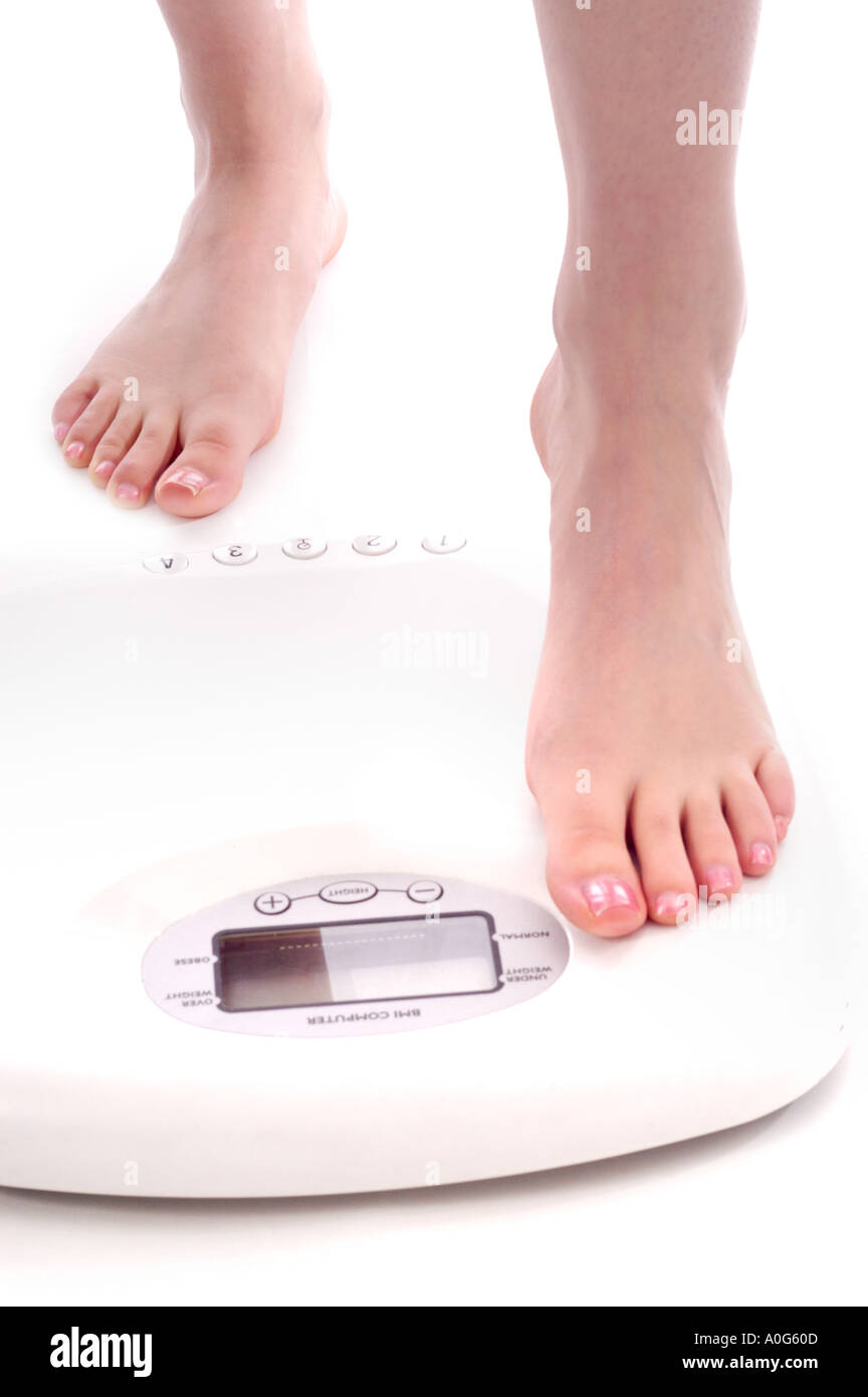 Peso bilancia da bagno intensificazione su bilancia da bagno donna Fitness Salute femminile scala di peso Foto Stock