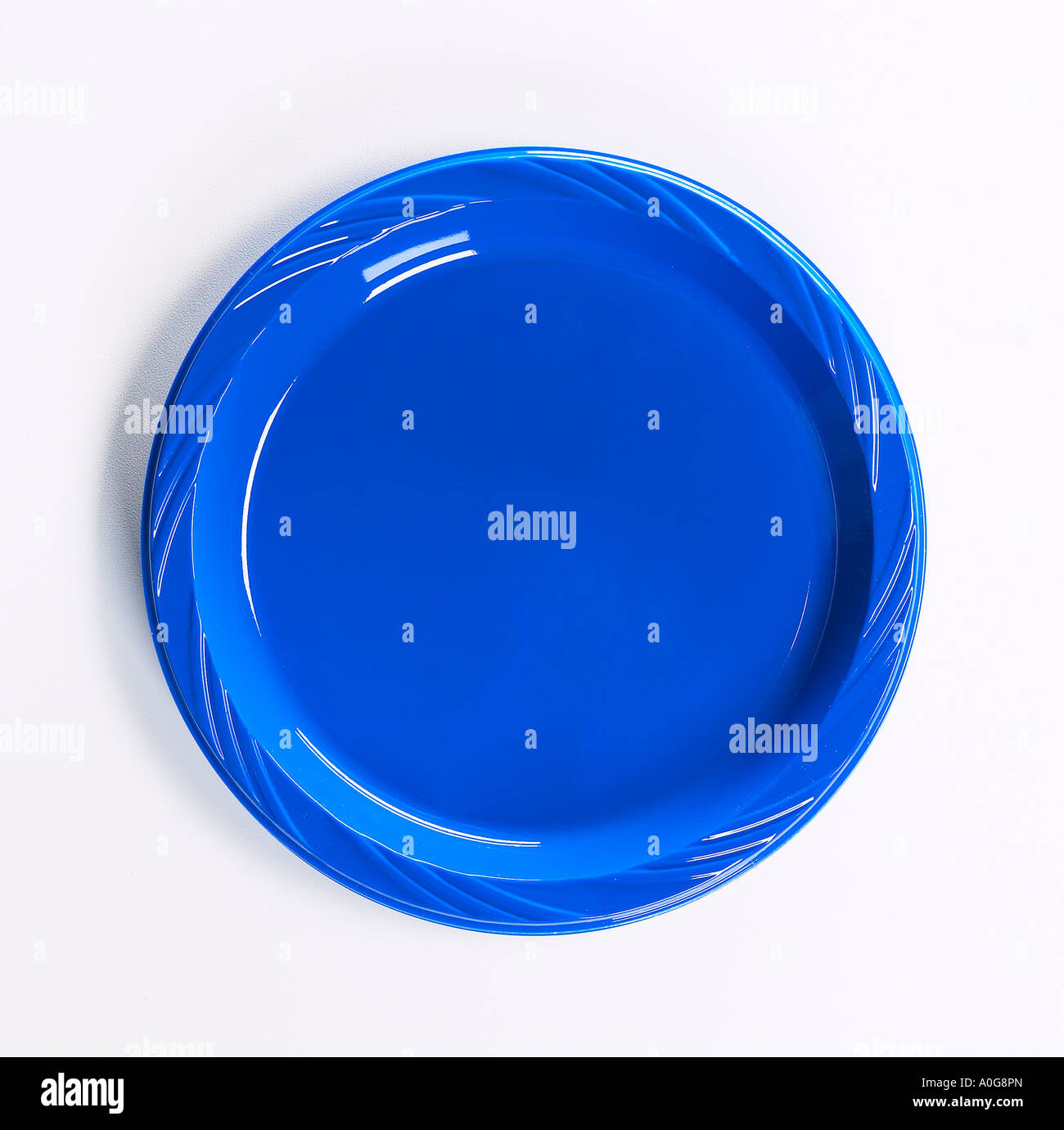 Blu di carta di plastica piatto monouso Foto Stock