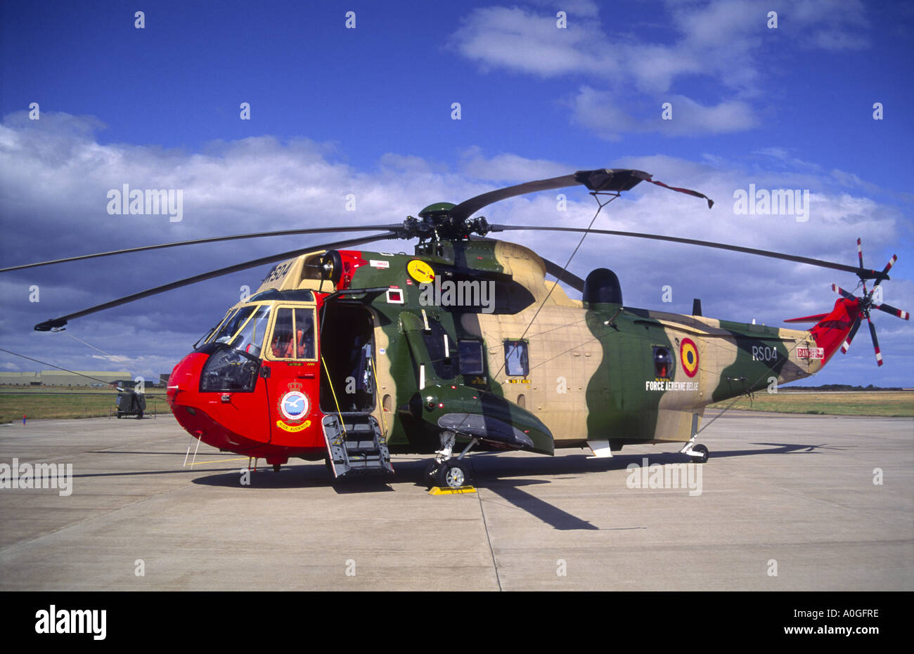 Westland Sea King HC Mk48 belga di ricerca e salvataggio in elicottero sul soddisfare scozzese visita. GAV 2133-183 Foto Stock