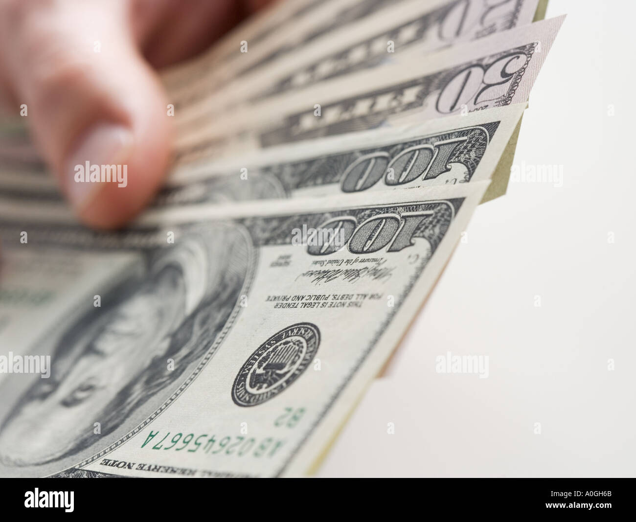 Primo piano della mano con American cash Foto Stock