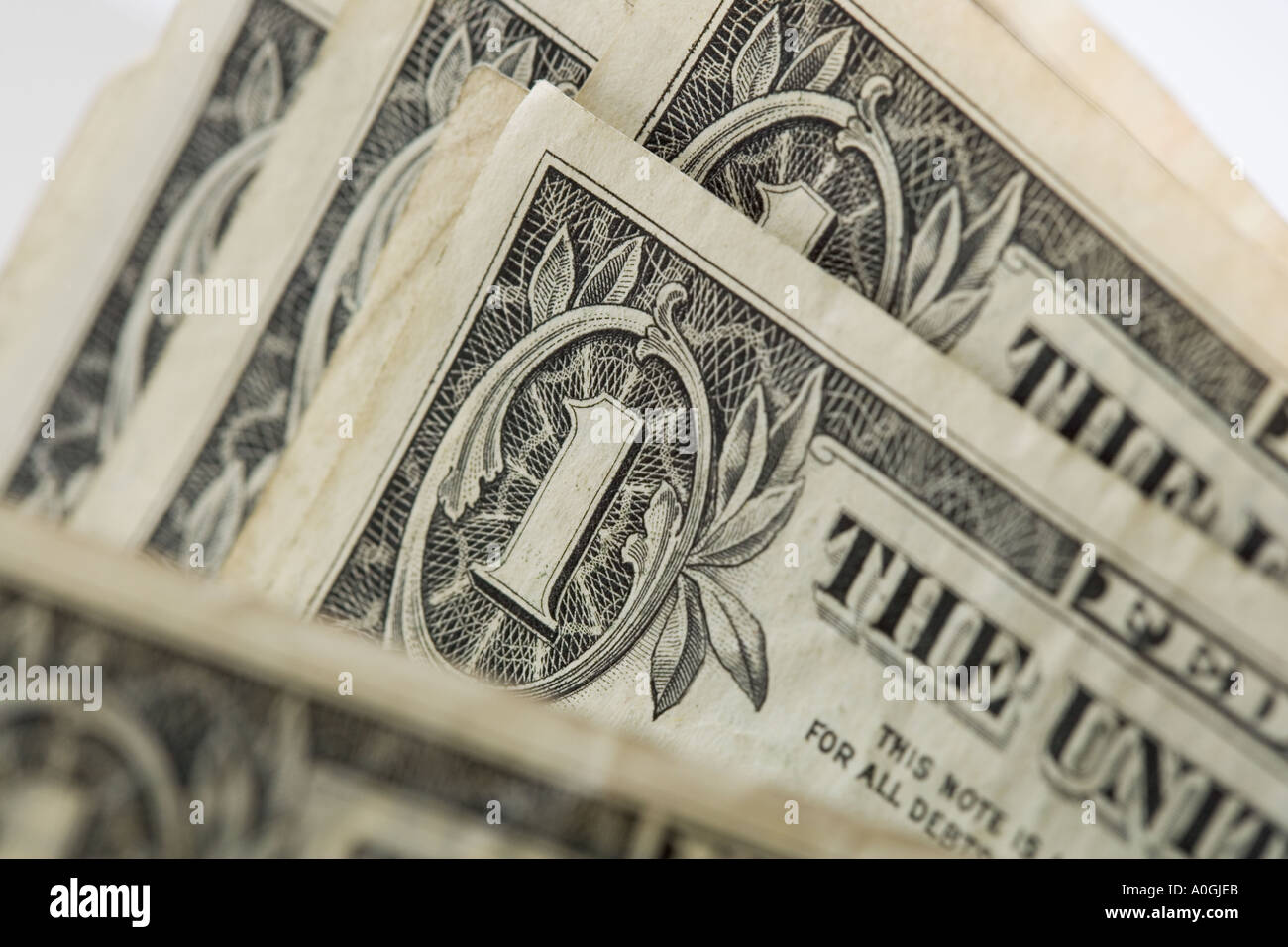 Primo piano di una le fatture del dollaro Foto Stock