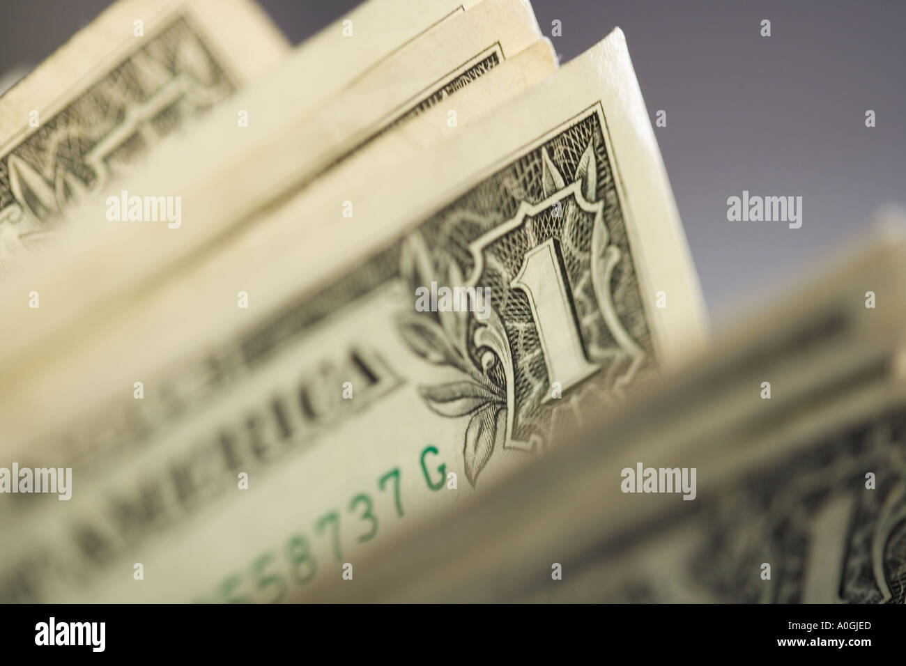 Uno le fatture del dollaro dal di sopra Foto Stock
