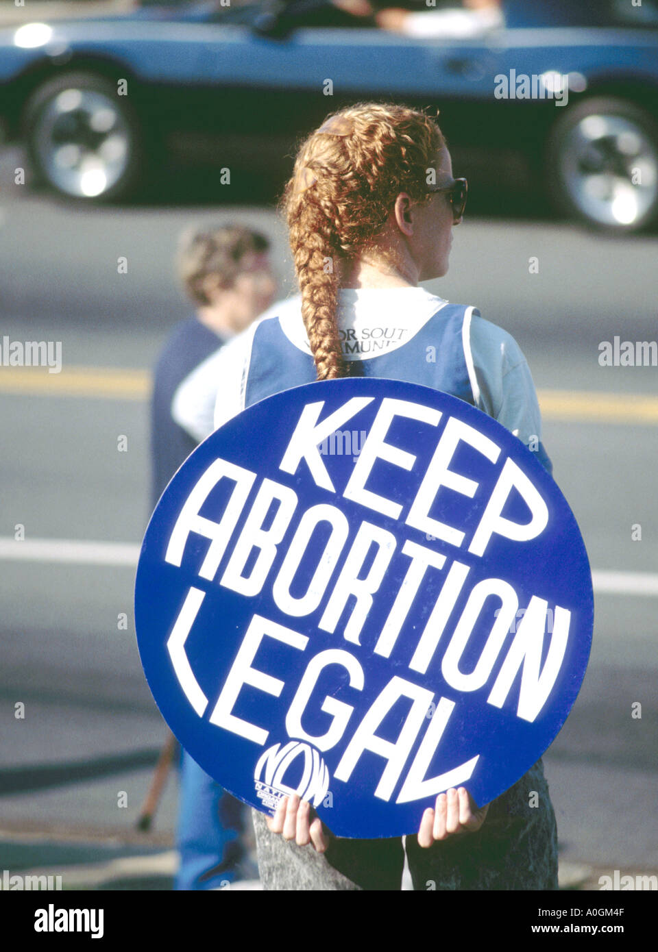 Giovane donna alla anti pro aborto rally negli Stati Uniti America Foto Stock