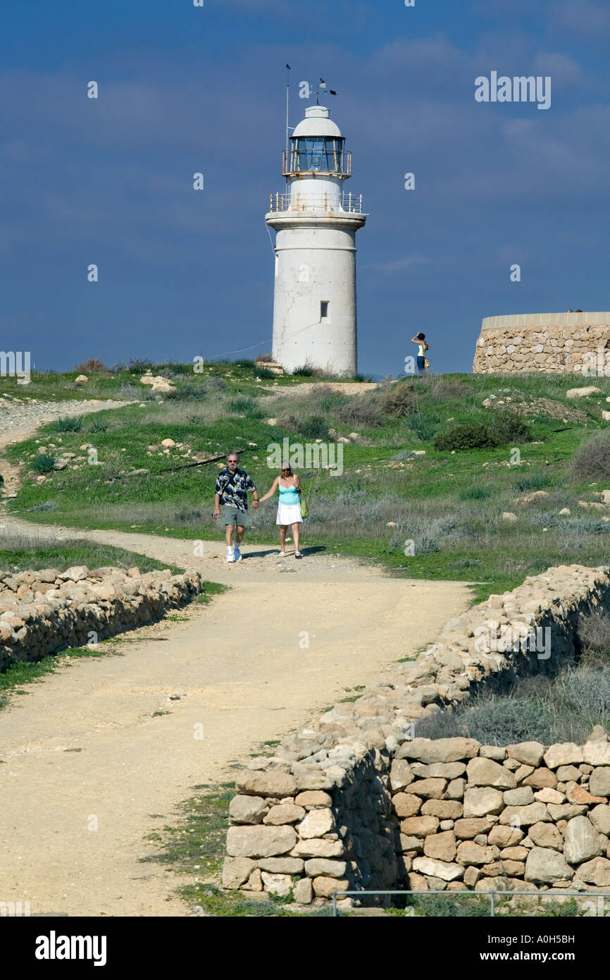 Faro di Paphos, Cipro Foto Stock