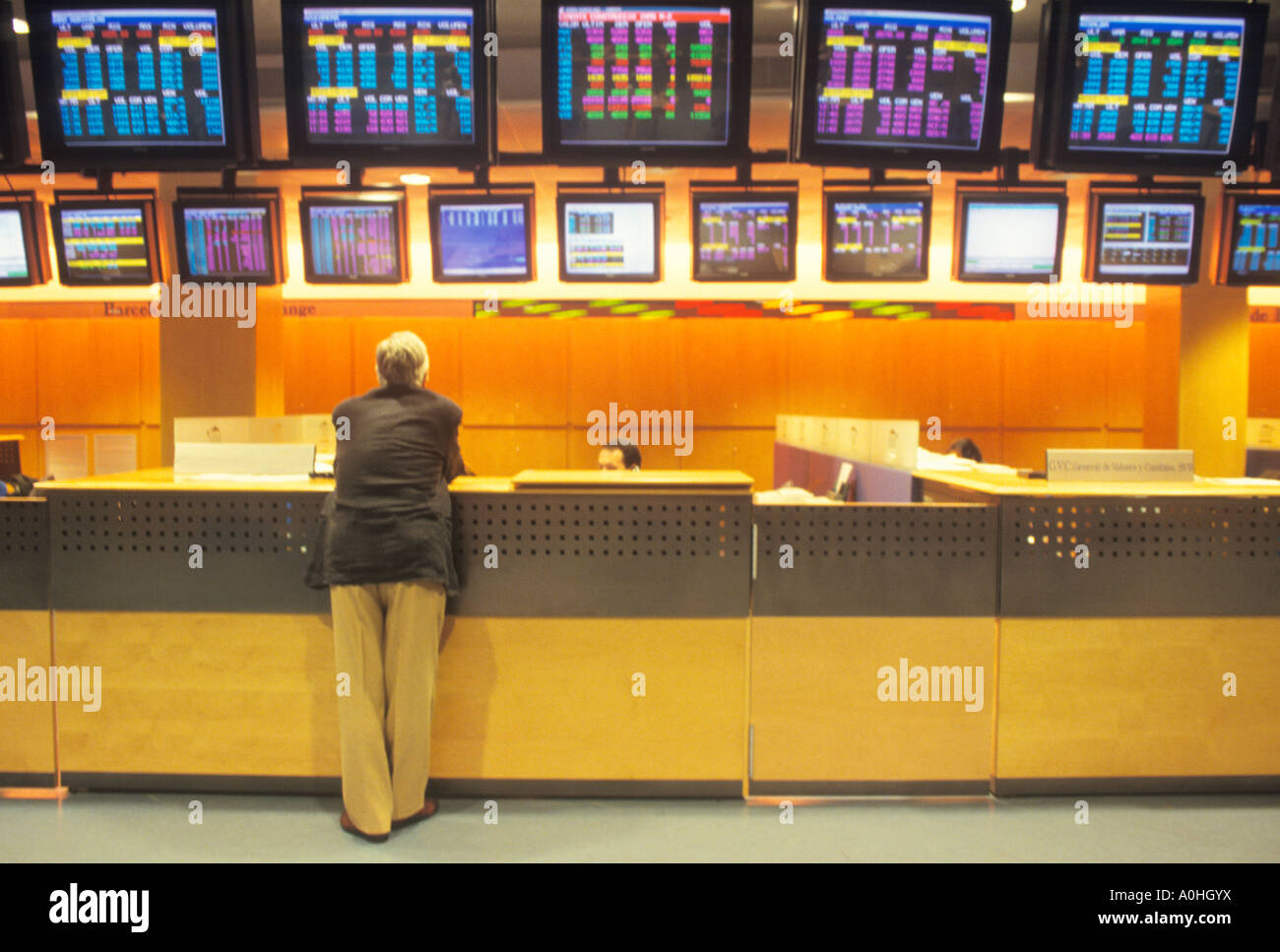 Europa Spagna Barcelona Stock Exchange Building Interior Borsa de Barcelona Foto Stock