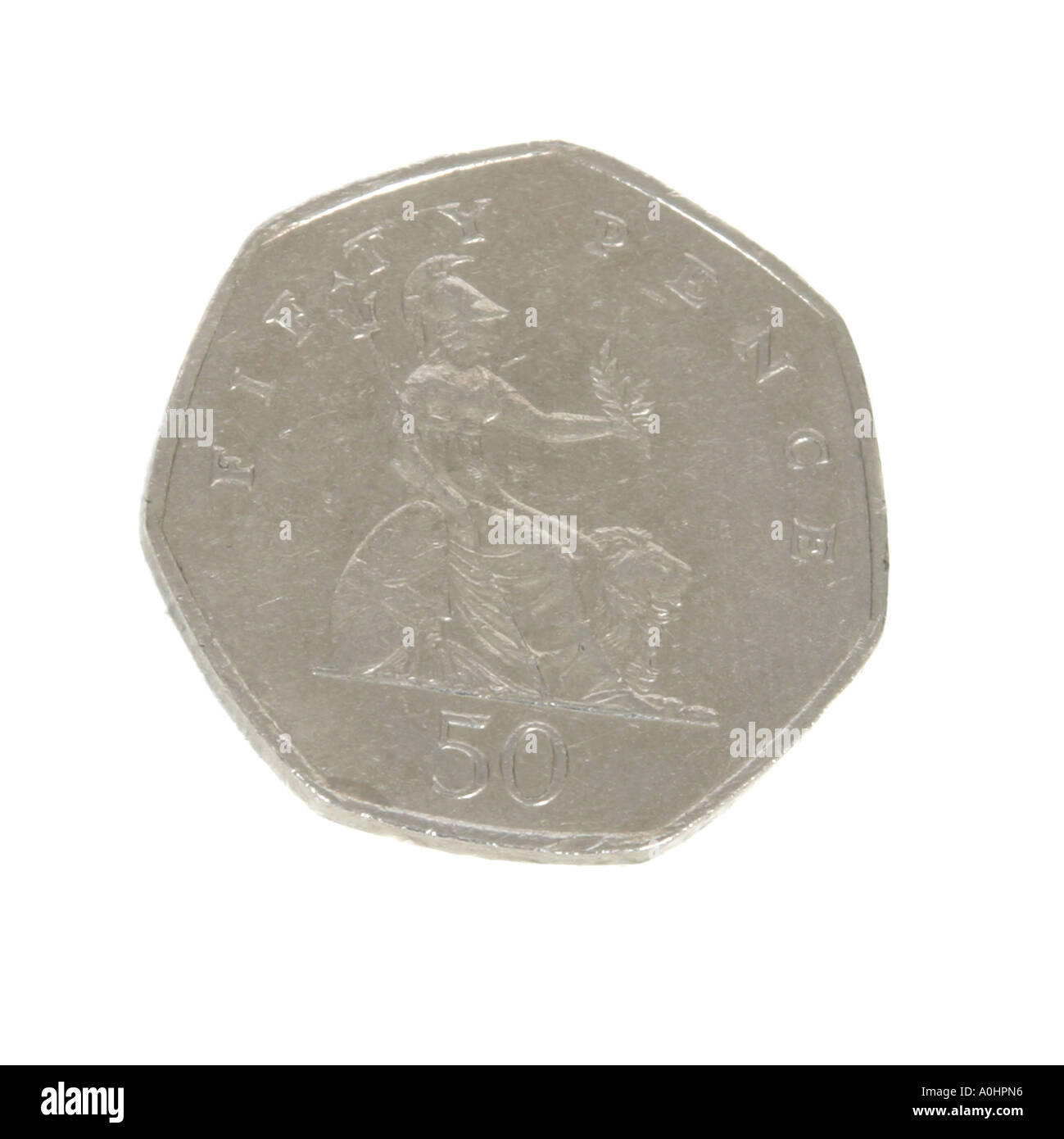 Un cinquanta pence pezzo Foto Stock