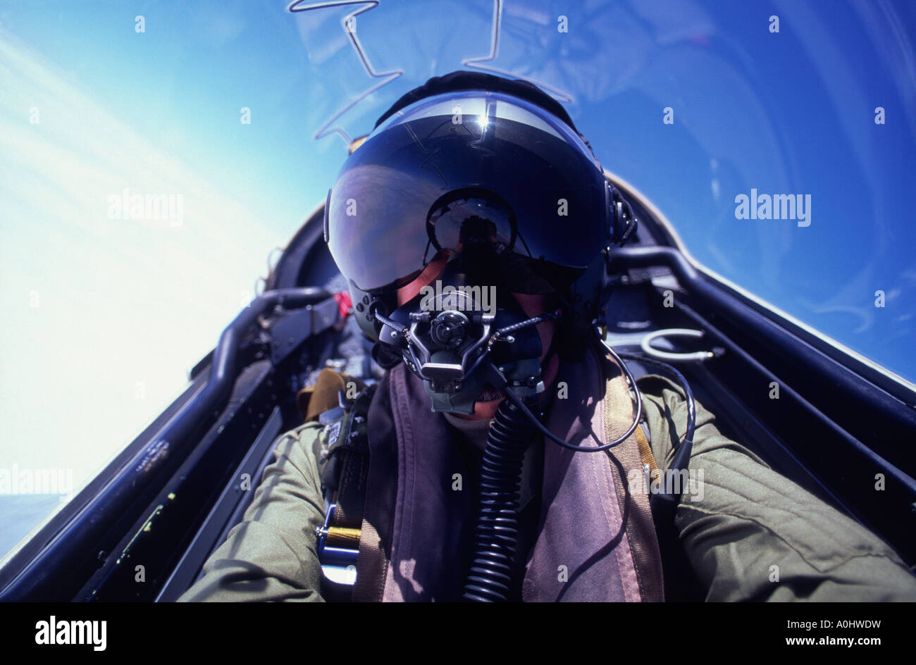 Il progetto pilota in cabina di pilotaggio di BAe Hawk in volo Foto Stock